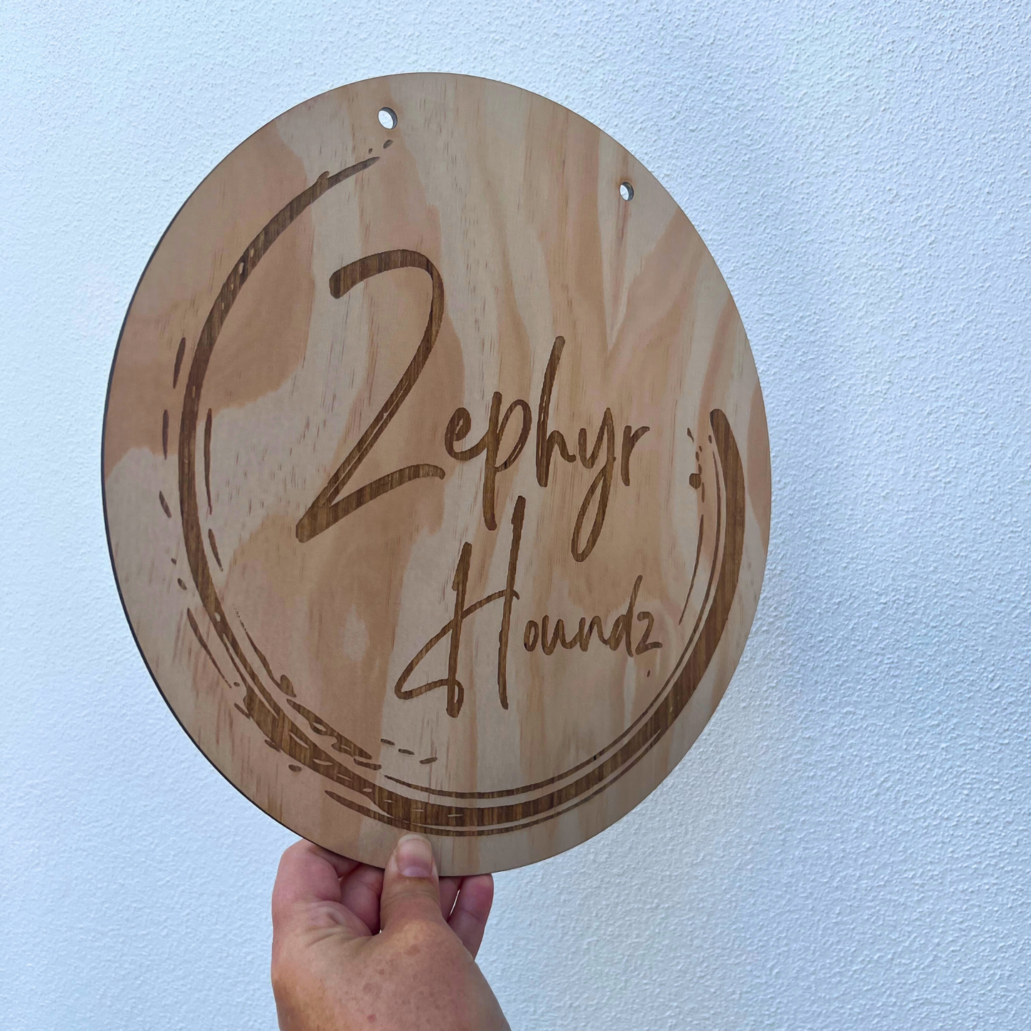 Personalised round business sign