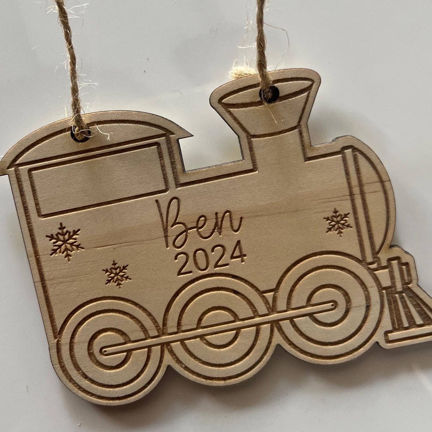 Personalised Wooden Train Christmas Ornament