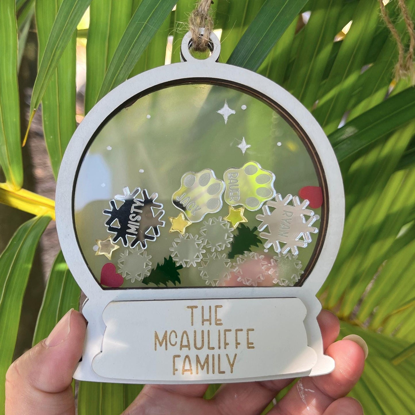 Personalised family shake globe Christmas ornament