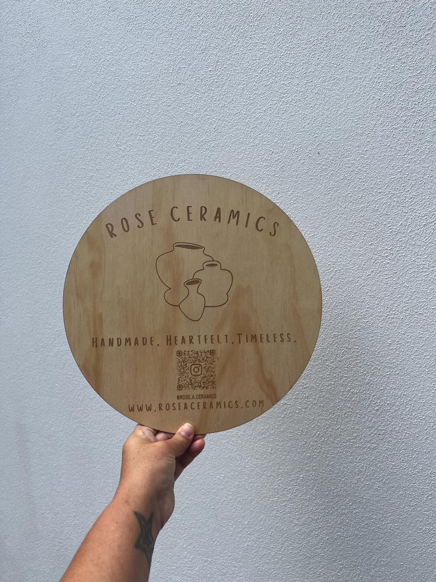 Wooden Engraved round business sign