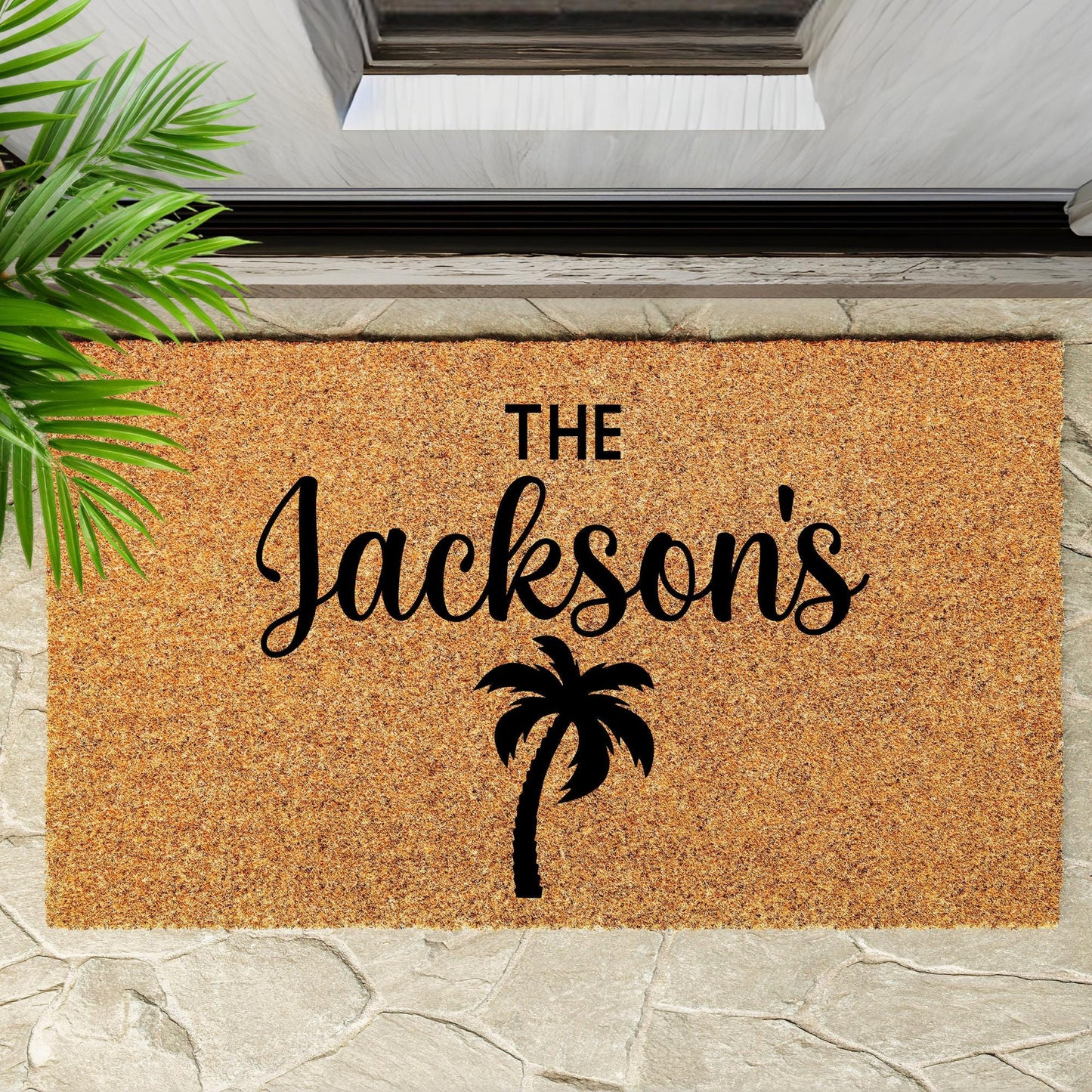 Doormat Personalised Palm tree print