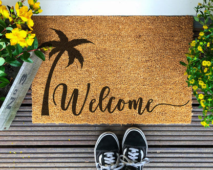 Palm Tree Welcome Print Doormat