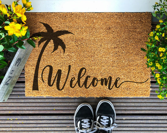 Palm Tree Welcome Print Doormat