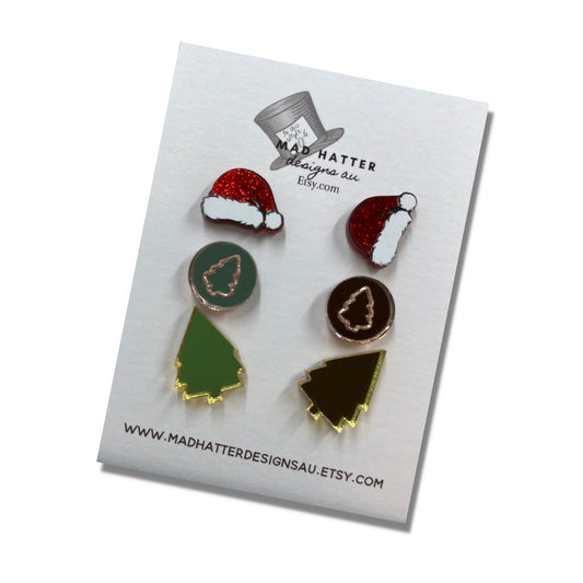 christmas stud earrings pack