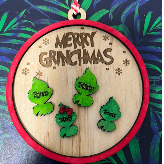 personalised Grinch Family Christmas Ornament
