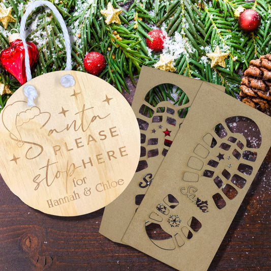 Santa stop here sign and boot set