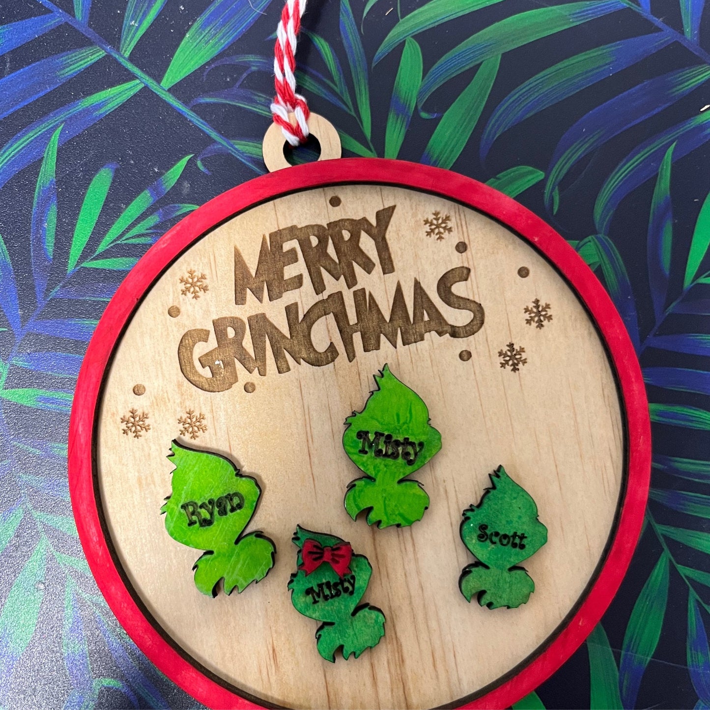 personalised Grinch Family Christmas Ornament