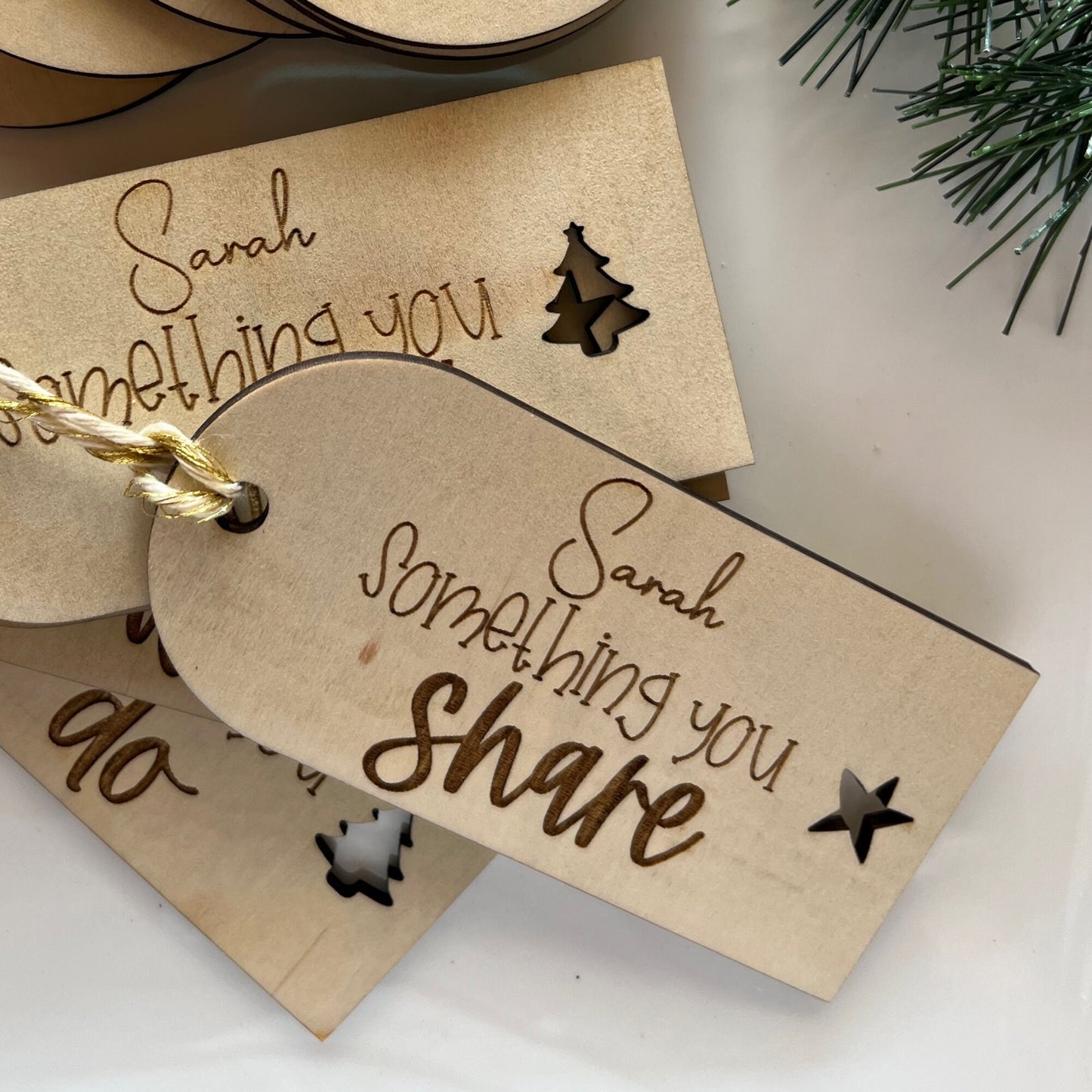 Personalised something gift tags arch design