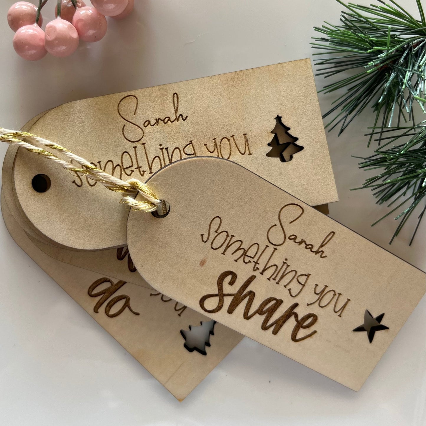 Personalised something gift tags arch design