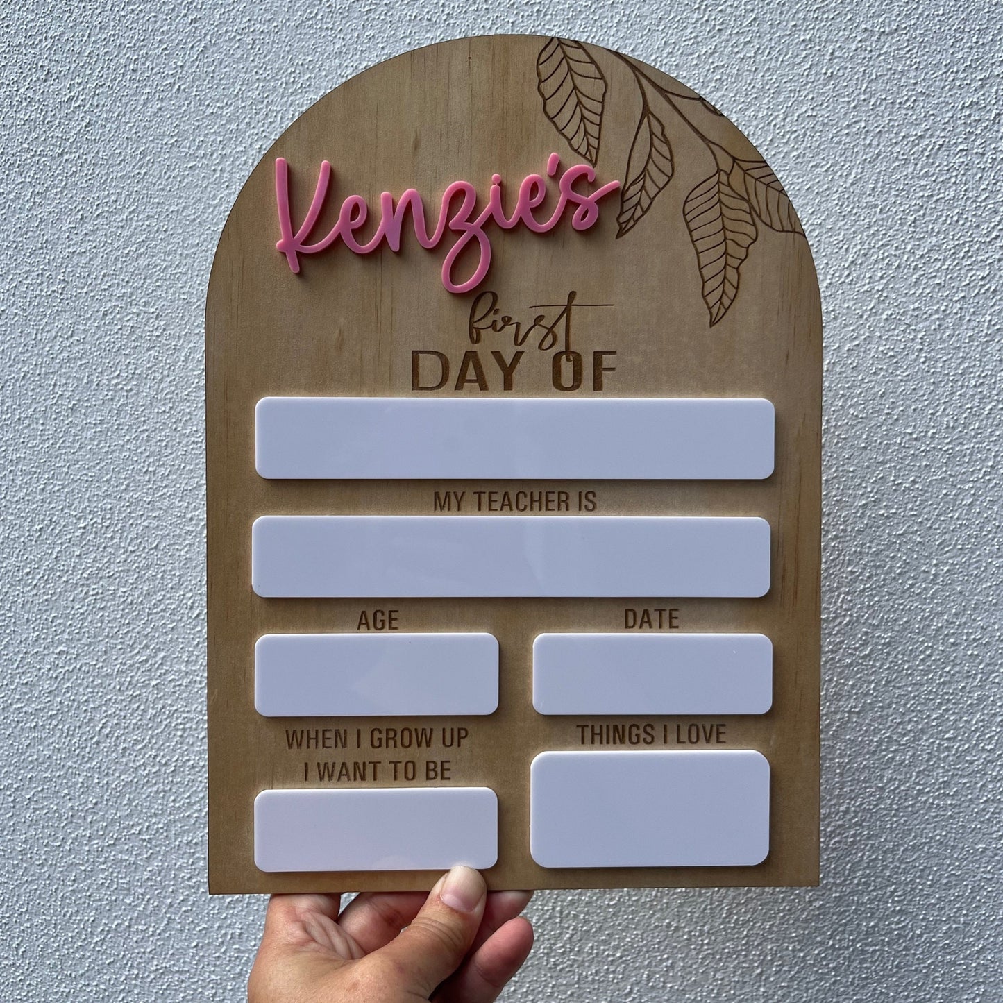 First Day of School Boards-With Acrylic Name