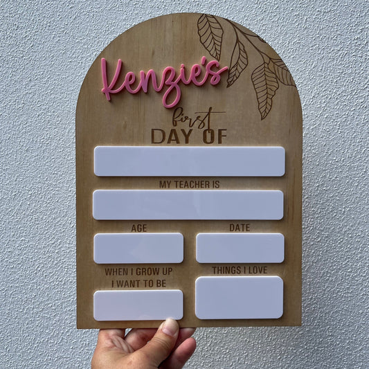 First Day of School Boards-With Acrylic Name