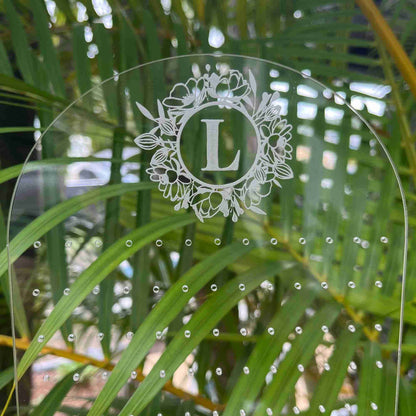 Earring holder with floral initial