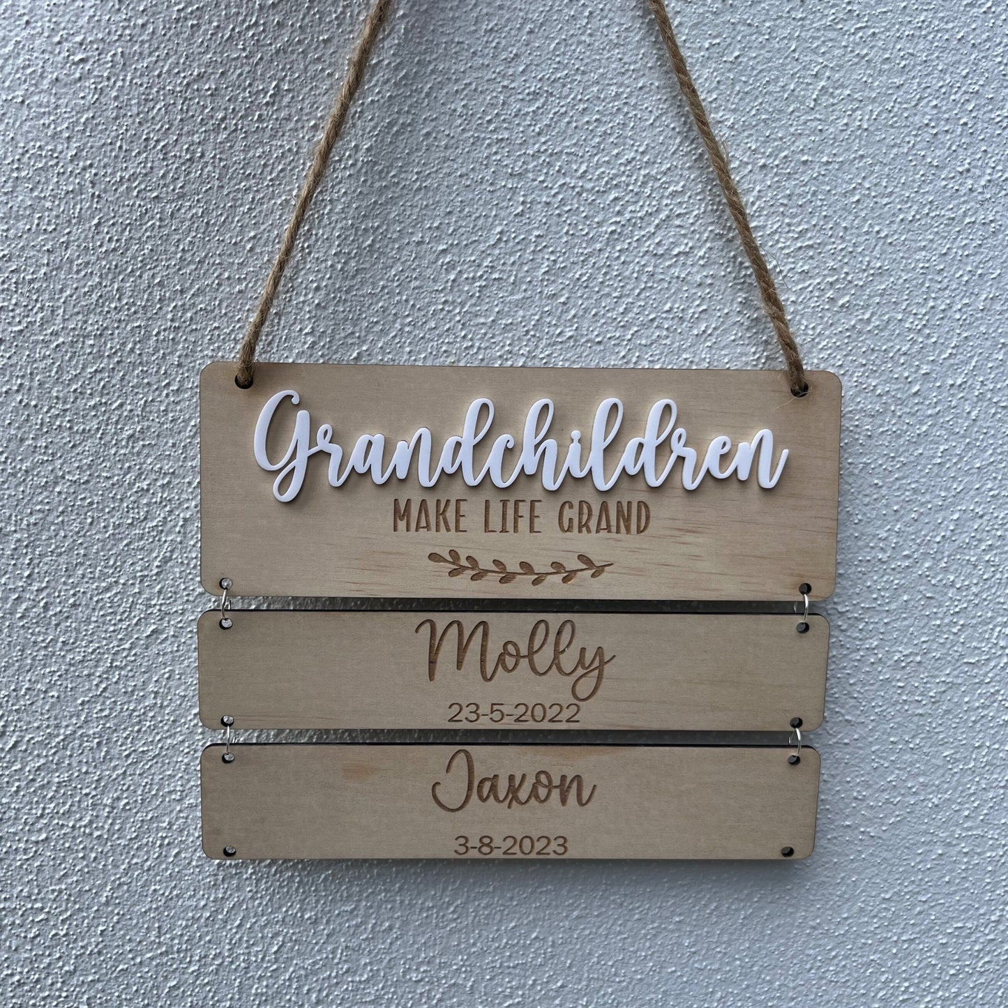 Personalised grandchildren birthday chart sign