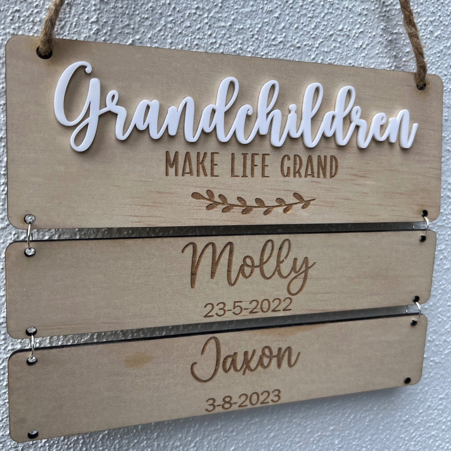 Personalised grandchildren birthday chart sign