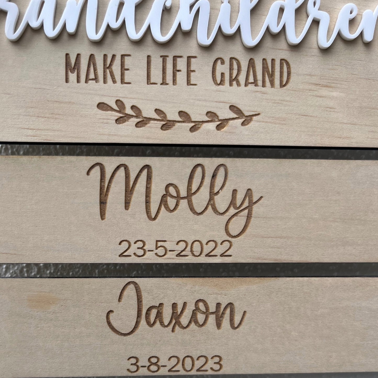 Personalised grandchildren birthday chart sign
