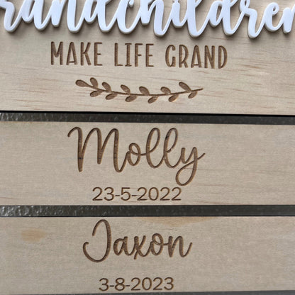 Personalised grandchildren birthday chart sign