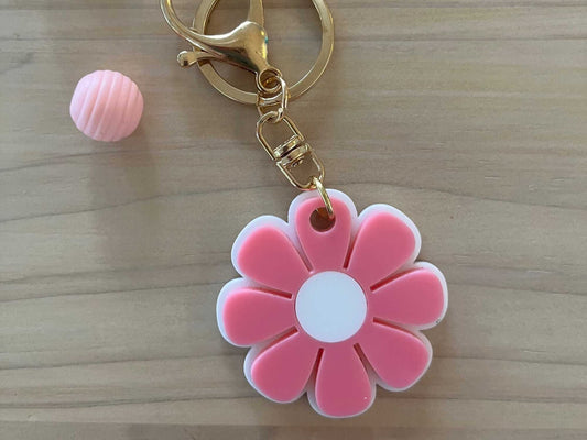 Acrylic daisy keyring-gift for her-birthday gift -new car gift-bag tag-