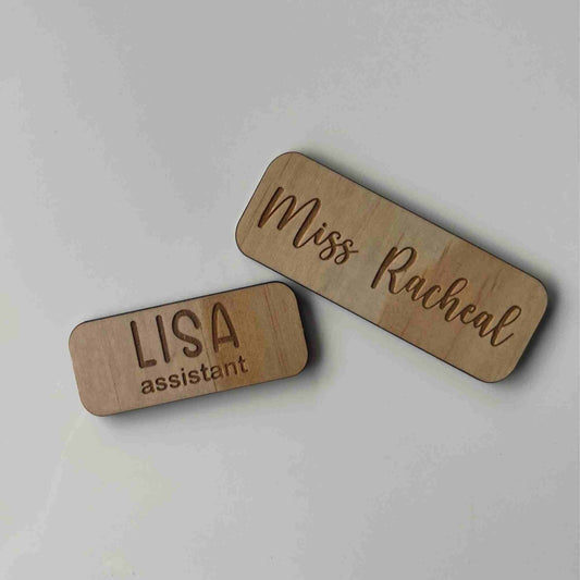 Personalised Wooden Name Badge