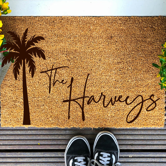 Doormat With Palm Tree and personalised