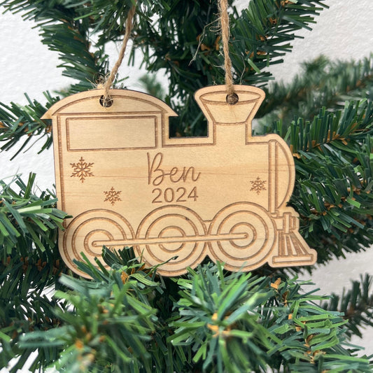 Personalised Wooden Train Christmas Ornament