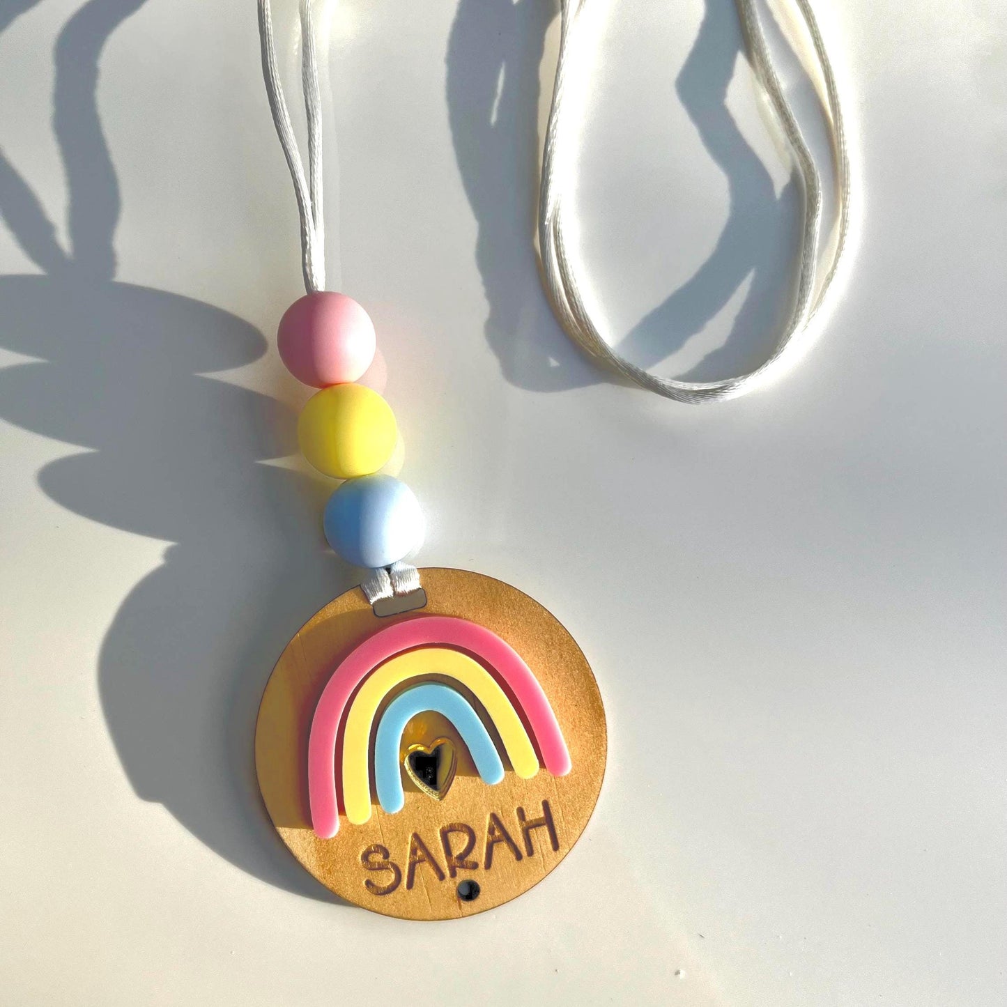Personalised Rainbow Beaded Lanyard Gift Set