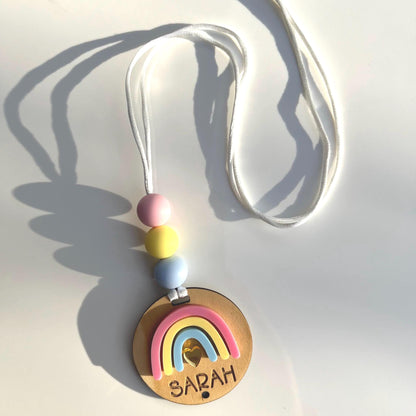Personalised Rainbow Beaded Lanyard Gift Set