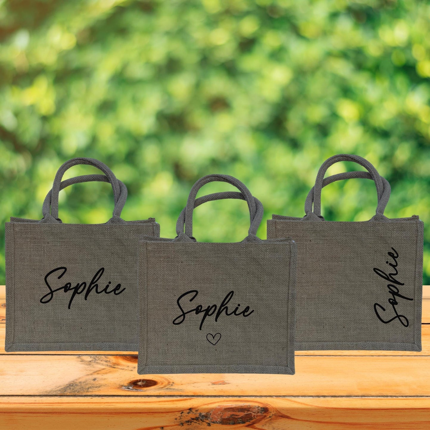 Burlap Tote with Personalised Name