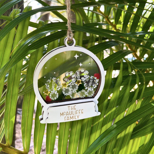 Personalised family shake globe Christmas ornament
