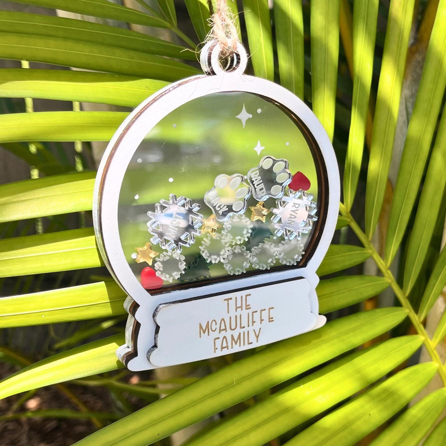 Personalised family shake globe Christmas ornament