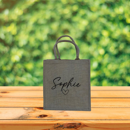Burlap Tote with Personalised Name