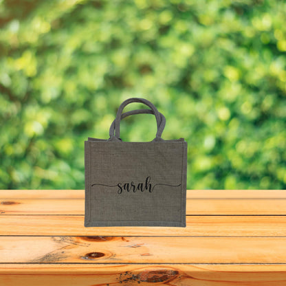 Burlap Tote with Personalised Name