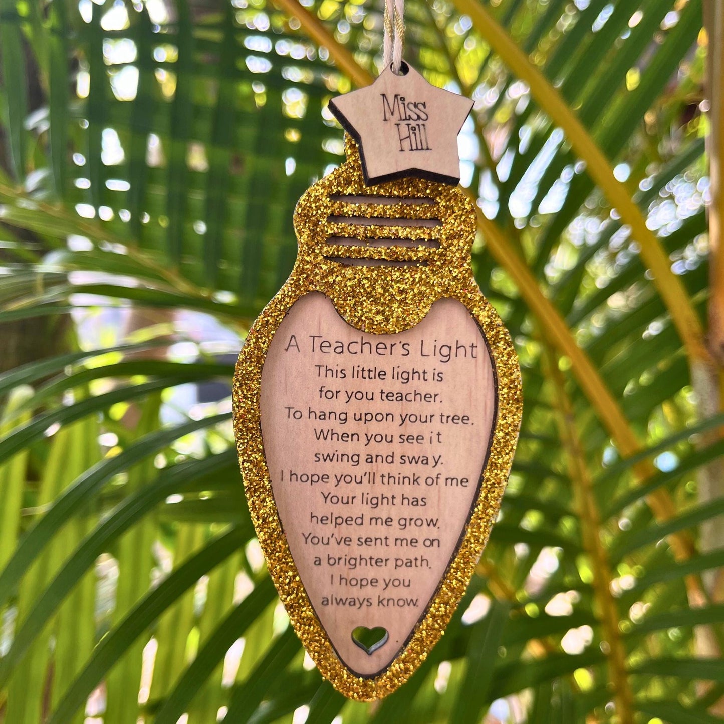 Teacher's Light Glitter Ornament