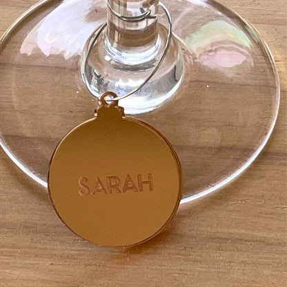 Personalised Christmas bubble wine charms