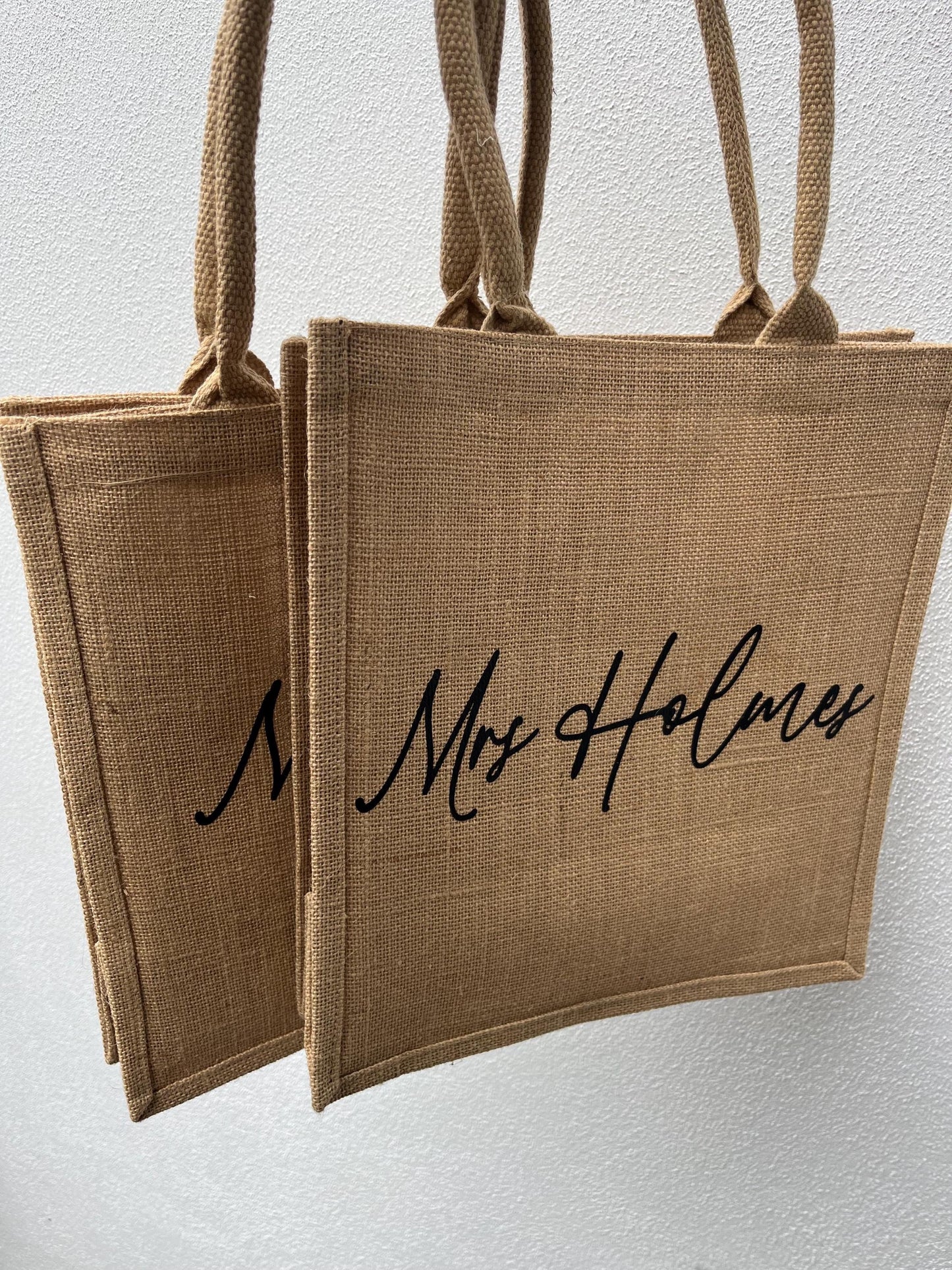 Burlap Tote with Personalised Name