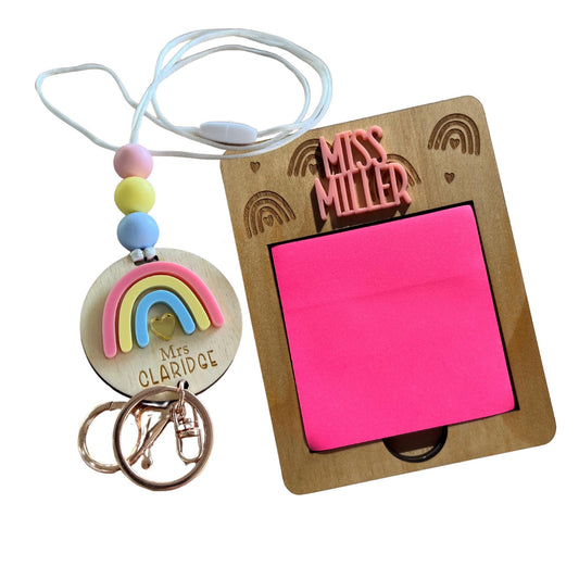personalised notepad and lanyard set