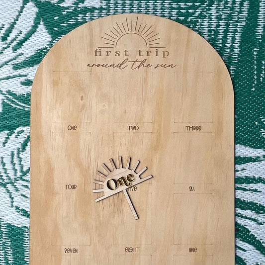 My first trip around the sun photo board-First birthday board