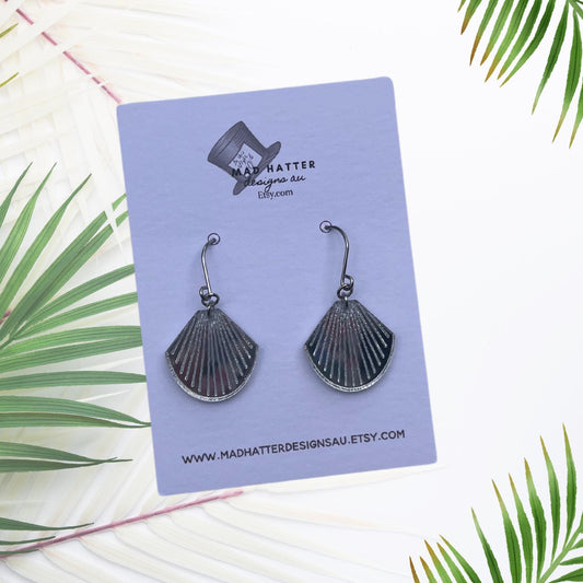 Silver mirrored dangle earrings-Geometric Minimalist Earrings
