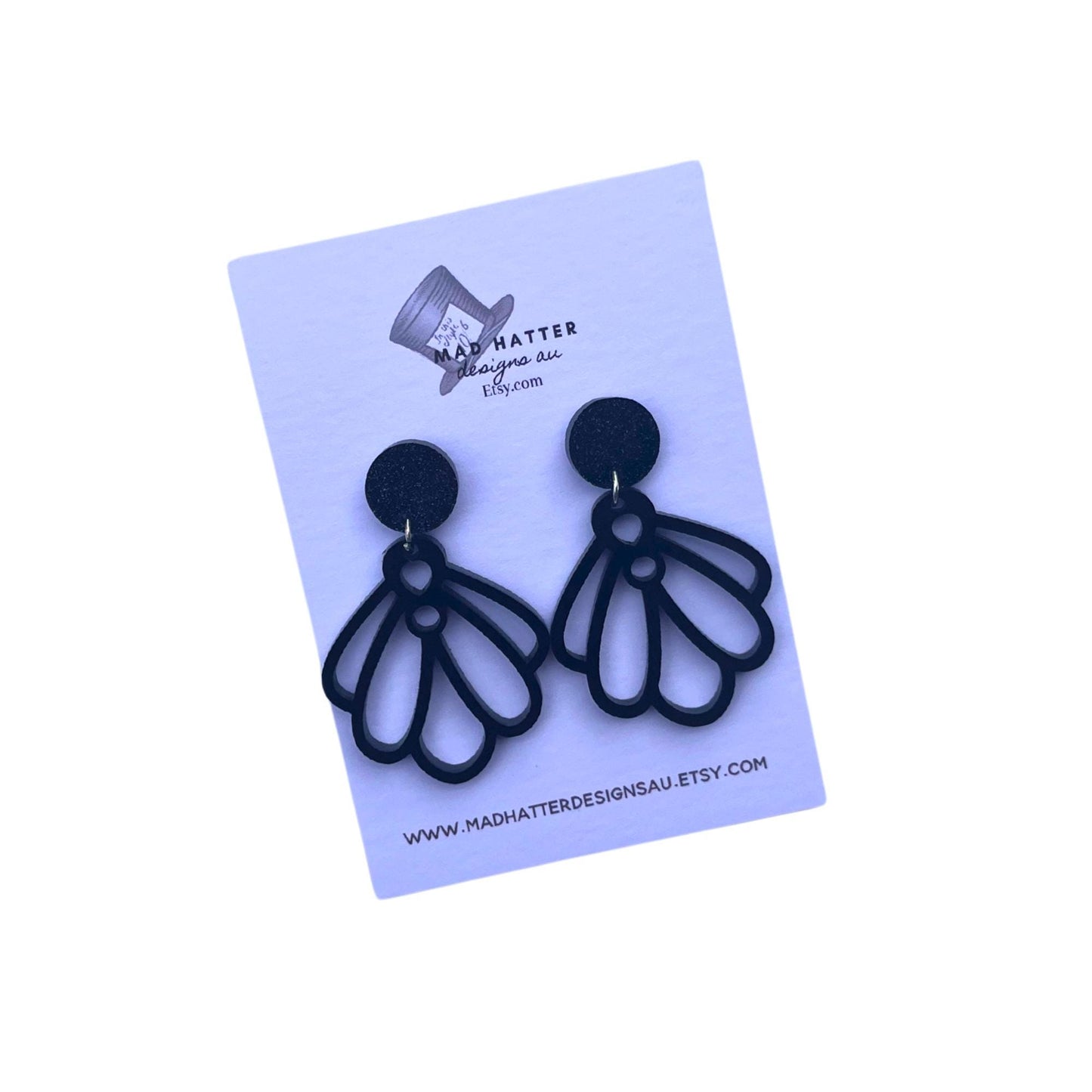 Black geo dangle earrings
