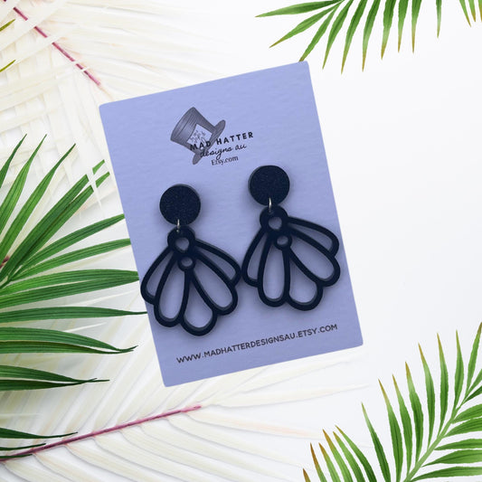 Black geo dangle earrings