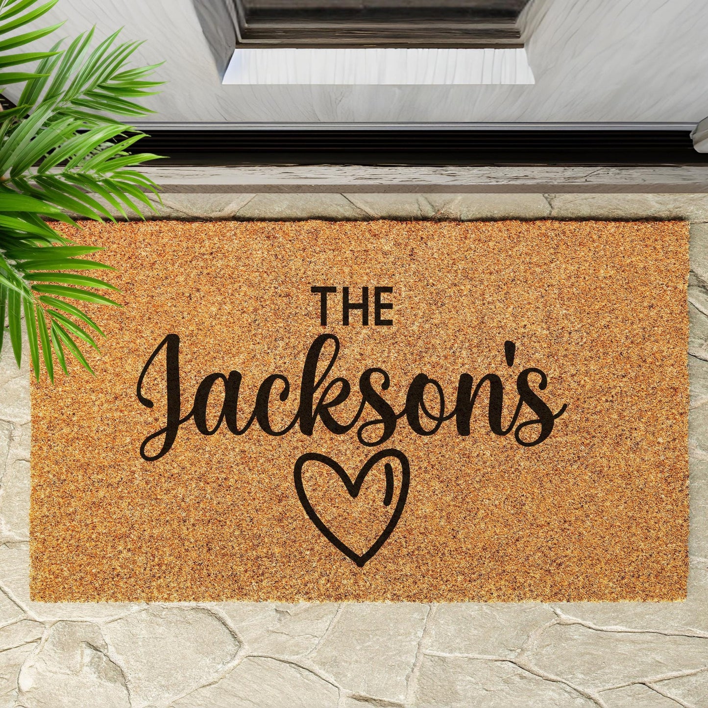 Doormat Personalised family name and heart print