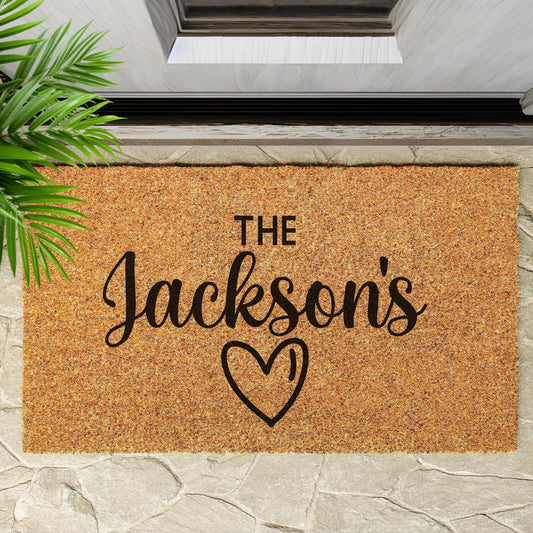 Doormat Personalised family name and heart print