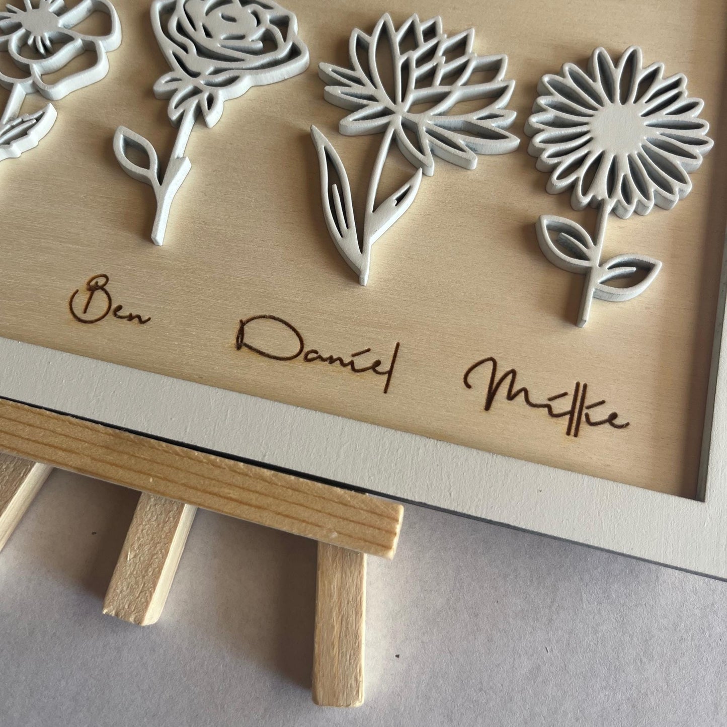 Personalised flower plaque with children's names
