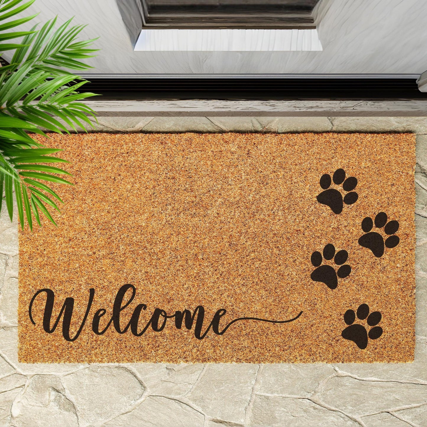 Doormat with paw prints