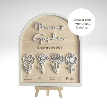 Personalised flower plaque with children's names