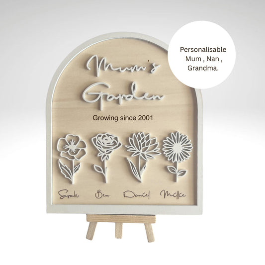 Personalised flower plaque with children's names