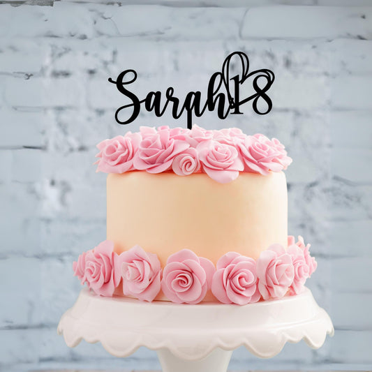Cake Topper Name with Heart Number
