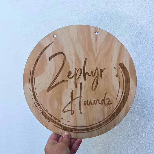 Wooden Engraved round business sign
