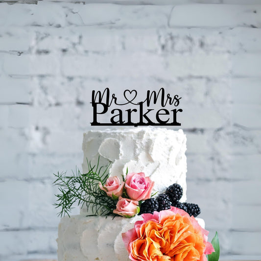 Cake Topper  Mr heart Mrs
